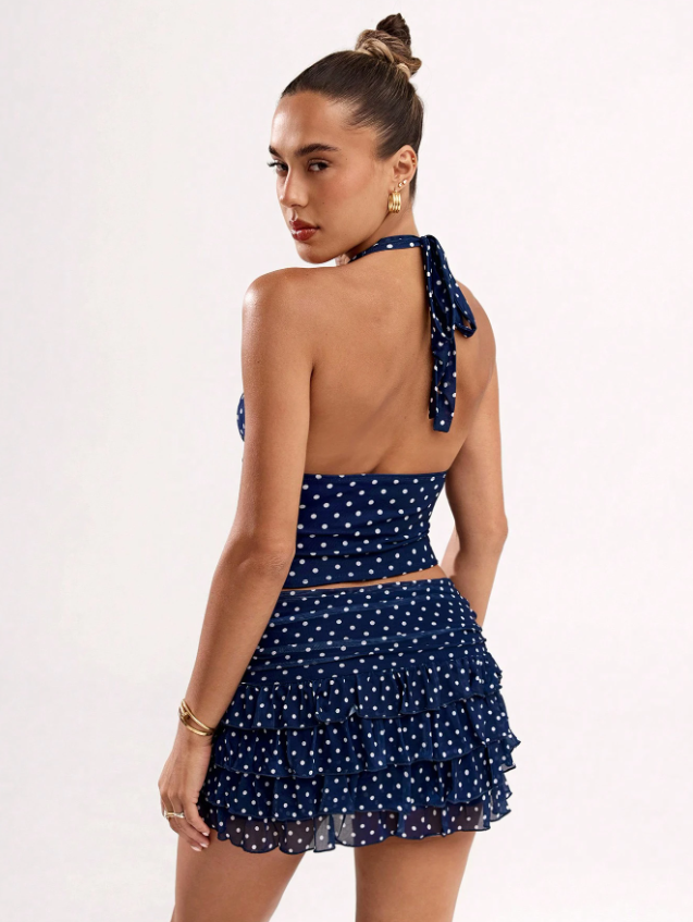 Navy Polka Dot Set
